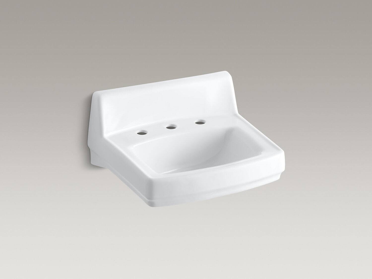 KOHLER K-2030-7 Greenwich 20-3/4x22 X 18-1/4x22 Wall-Mount/Concealed Arm Carrier Bathroom Sink with Widespread Faucet Holes - Bl