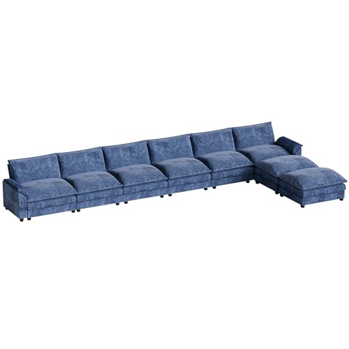 Homall 119" Modular Sectional Sofa, L Shaped Sofa Couch with Reversible Ottoman, DIY Combination Chenille Deep 3-Seat Cloud Couch for Living Room