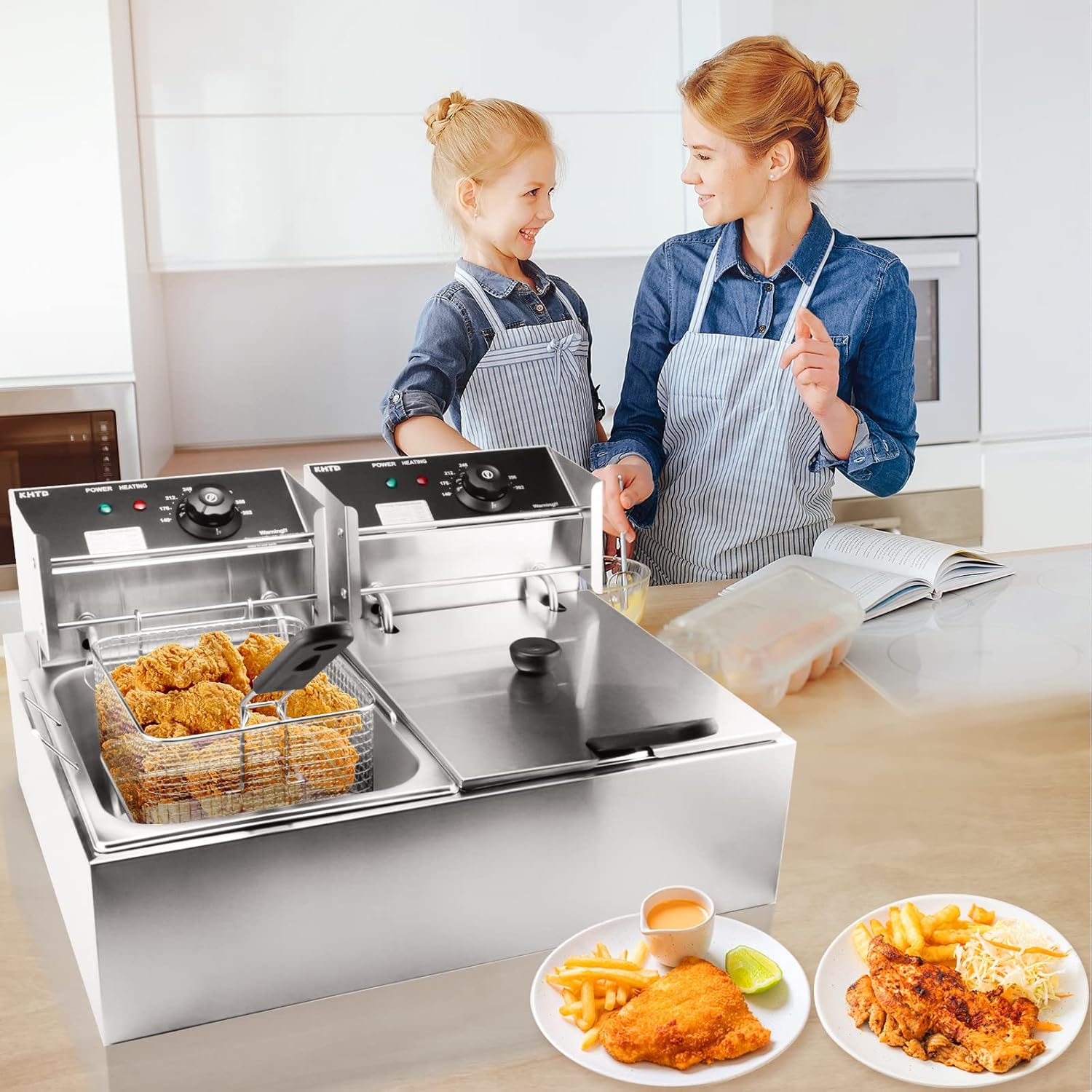 Commercial Deep Fryer with Basket, 3400W 12.7QT/12L
