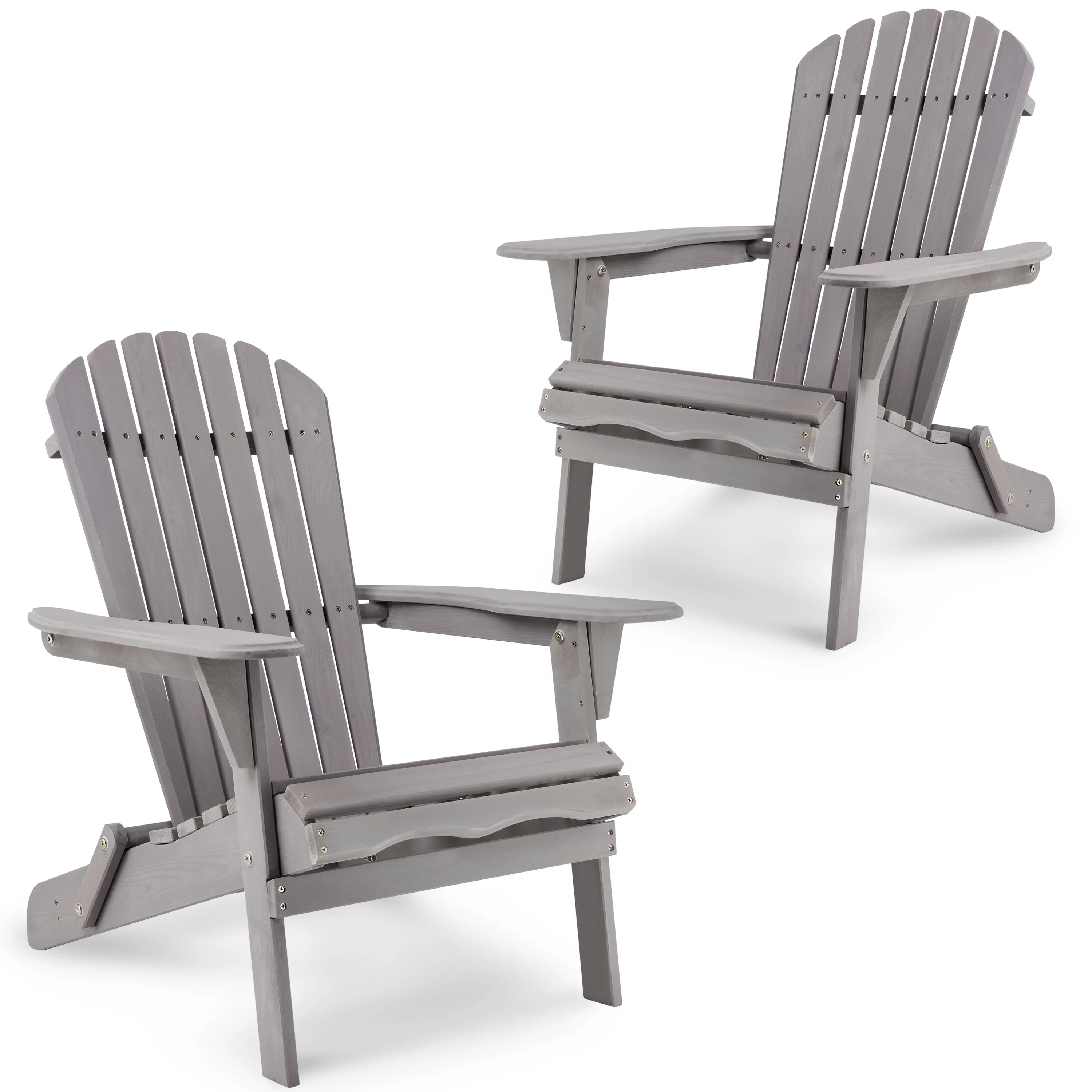Outdoor Adirondack Chairs, Seizeen Wooden Folding Adirondack Chair Set of 2, Patio Furniture Set Lounge Chairs Quick Assembled