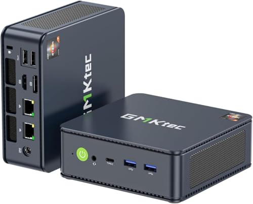 GMKtec Mini PC AMD Ryzen 7 5825U (Turbo 4.5GHz) Dual NIC 2.5G Gaming Desktop Computers 16GB DDR4 512GB SSD Dual LAN 2.5G/ WiFi 6E, USB3.2, USB-C