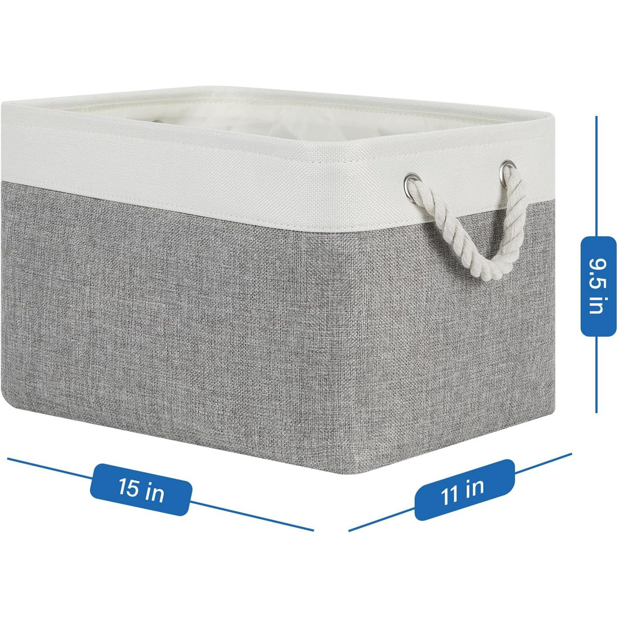 Storage Baskets 4Pack Fabric Storage Bins Clothes Baskets with Rope Handle, Decorative Basket for Gift, Baskets for Storage, Blankets(White&amp;Gray