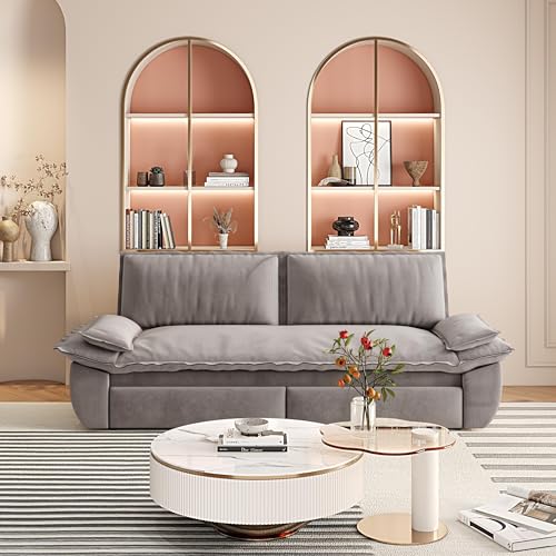 70.1" Futon Sofa Bed Queen Size, Pull Out Bed, 3-in-1 Convertible Sleeper Sofa with 2 Soft Pillows, Modern Velvet Futon Couch for Living Room