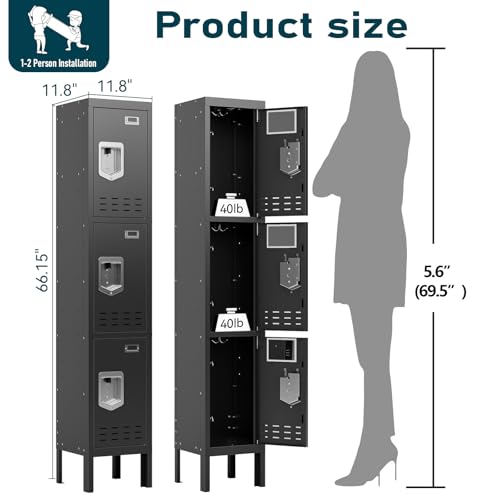 Metal Cabinet Home Office Storage,Lockers,Lockable Employees Metal Locker with Door,54" Height Steel Locker,Lockable Steel Locker for Gym,School,Home