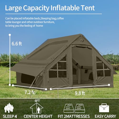 SHANQUAN Inflatable Tent with Pump,4-6 Person Instant Glamping Camping Tents House