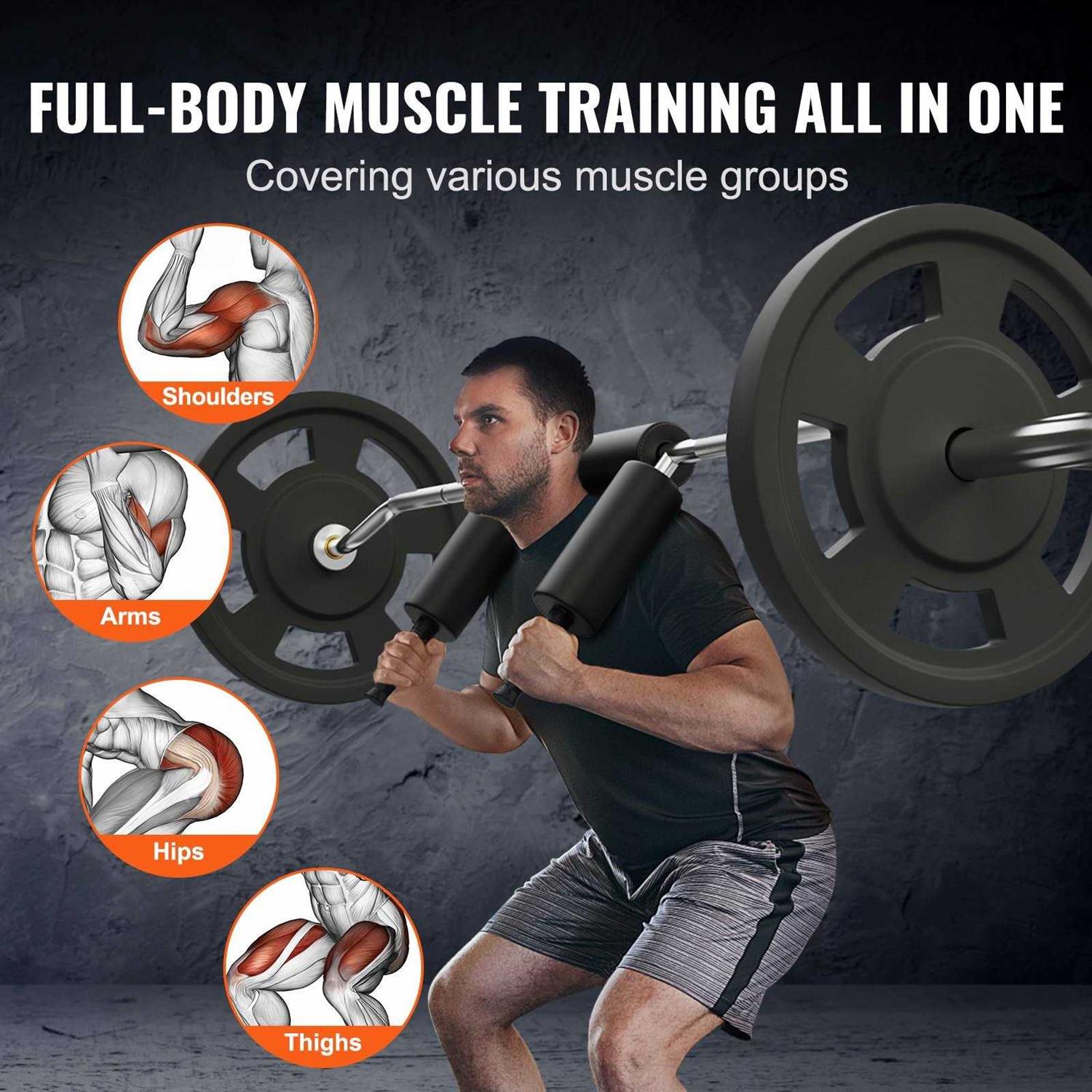 VEVOR Safety Squat Bar, 700 LBS Fitness Squat Olympic Bar, Safety Squat Bar Attachment with Shoulder and Arm Pads - Sports Supplies Online Store