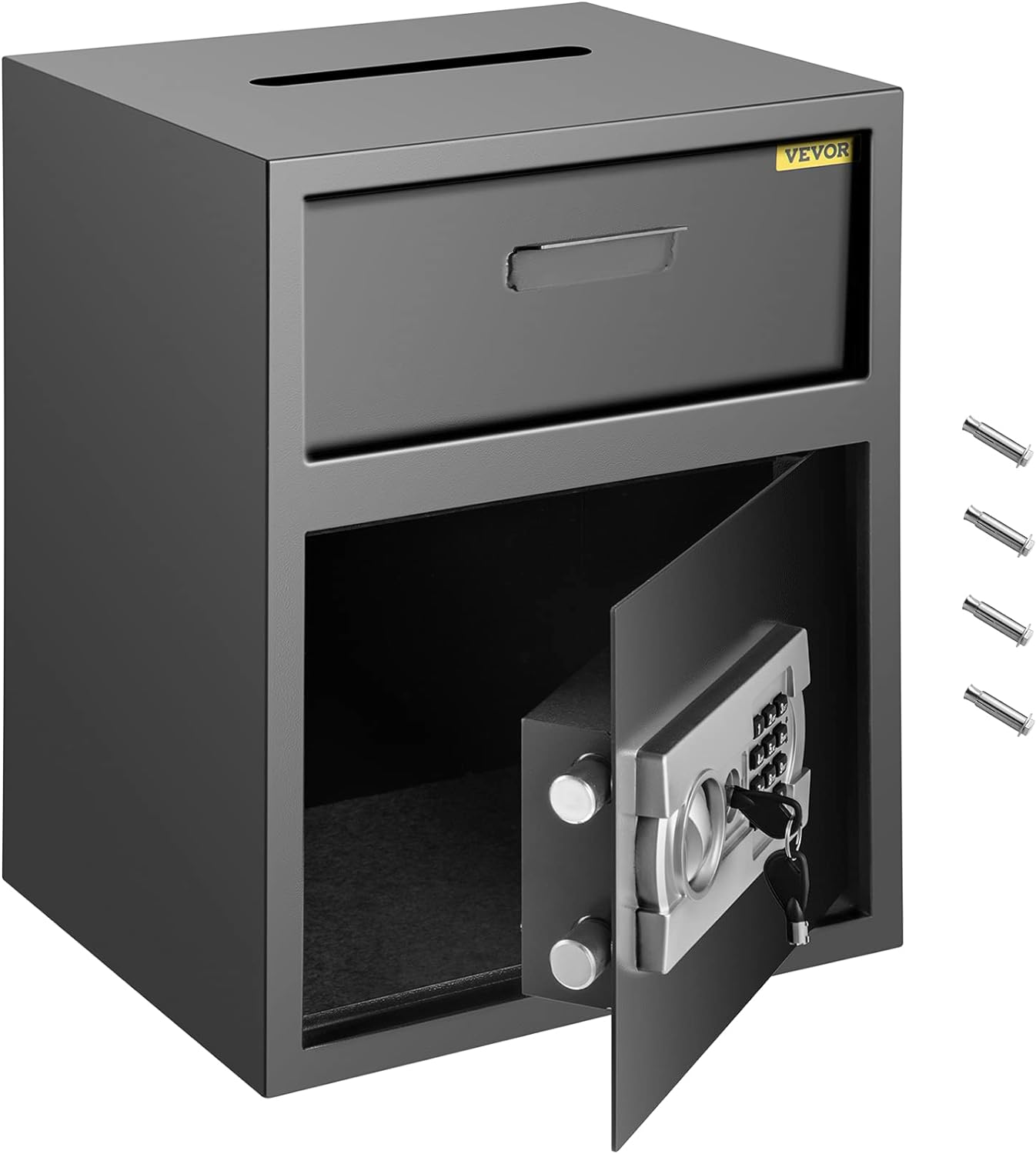 VEVOR Digital Depository Safe 1.7 Cubic Feet Made of Carbon Steel Electronic Code Lock Depository Safe with Deposit Slot with Two Emergency Keys