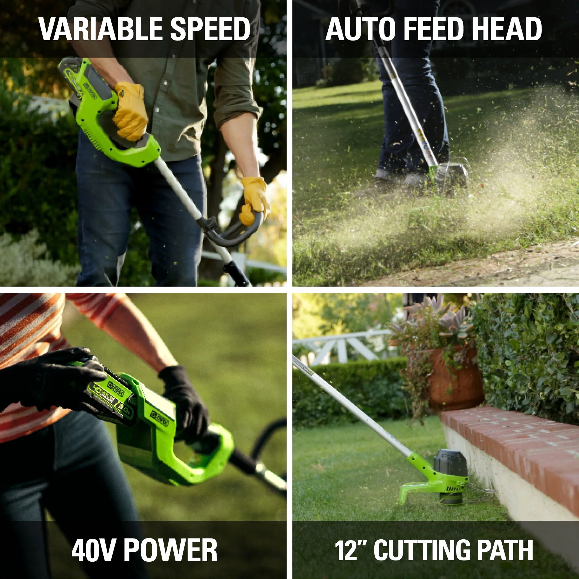 Greenworks 40V 12 String Trimmer with 2.0 Ah Battery & Charger 2101602