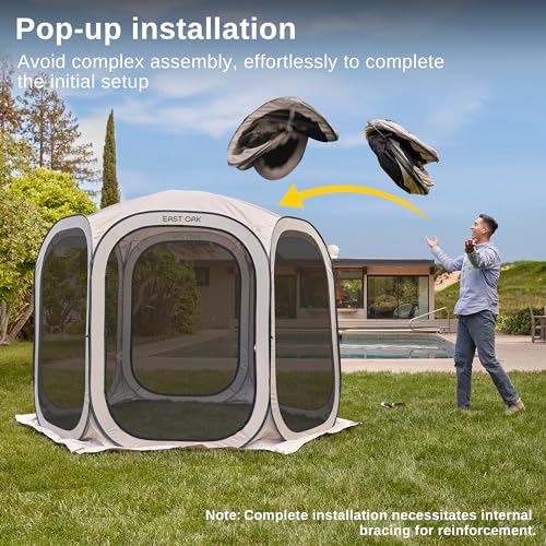 EAST OAK Screen House Tent Pop-Up, Portable Screen Room Canopy Instant Screen Tent 10 x 10 FT with Carry Bag for Patio, Backyard