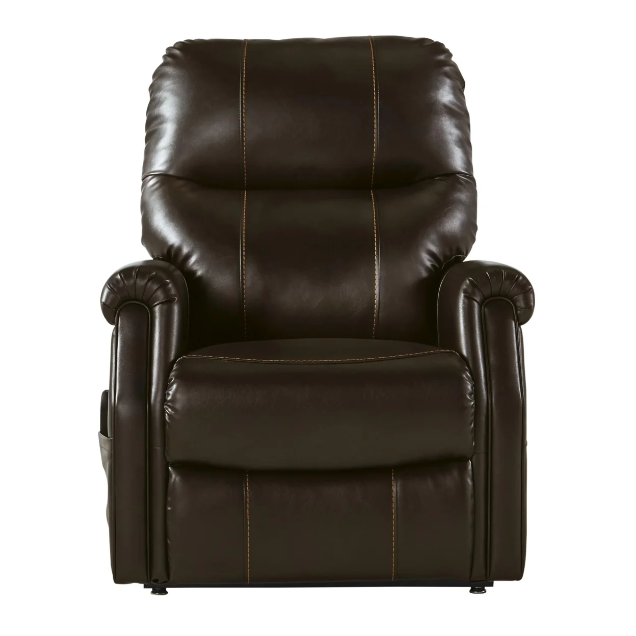 Leatherette Metal Frame Power Lift Recliner with Tufted Back Brown - Saltoro Sherpi - Curated Treasures Market