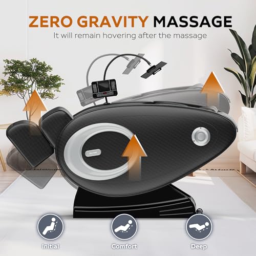 Massage Chair with Zero Gravity, Full Body Massage Chair Recliner with Airbags, Heating, Bluetooth Speaker, Foot Roller, Touch Screen, Gold
