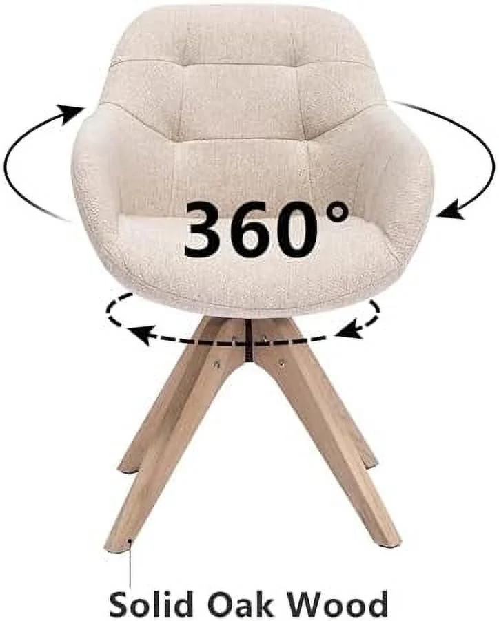 xrboomlife Mid Century Modern Swivel Armchair  Contemporary Fabric Accent Chair  Home Office Desk Chair No Wheels  Dining Chair Tufted Back with