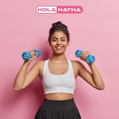 HolaHatha Neoprene Dumbbell Free Hand Weight Set with Rack, Ideal for Home Exercises to Gain Tone and Definition