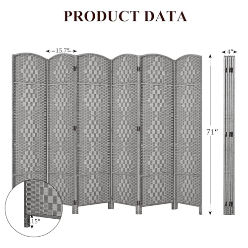 Room Divider, Room Dividers and Folding Privacy Screens, 16in Privacy Screen, 6 Panel Temporary Wall Partitions, 6ft Space Separation Panel Screen