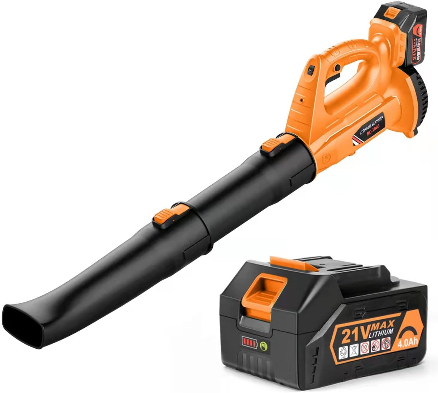 Cordless Leaf Blower - BHY 320 CFM 150 MPH Battery Leaf Blower with 4.0Ah Battery & Charger , 2 Section Tubes, 6-Speed Dial