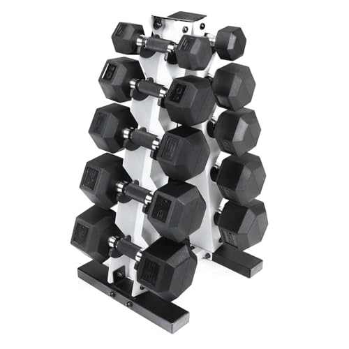 CAP Barbell 150 LB Coated Hex Dumbbell Weight Set with Vertical Rack | Multiple Options