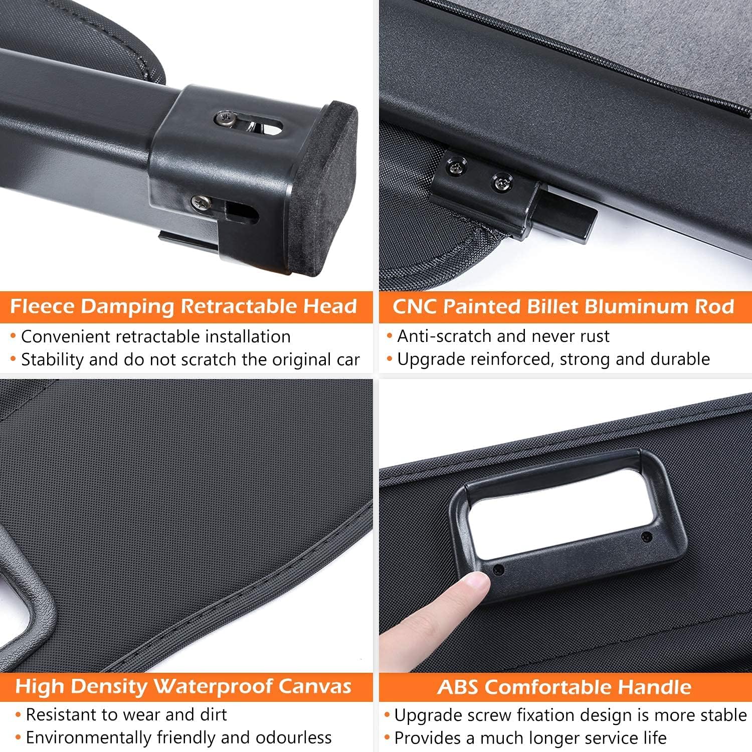Hansshow Cargo Privacy Cover for Tesla Model Y 2020-2021 Cargo Rear Retractable Trunk Cover (Model Y Trunk Covercanvas) Pack of 2