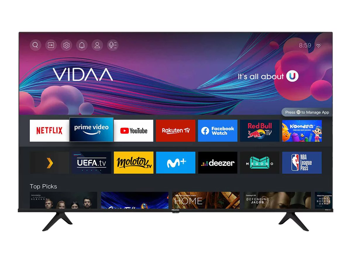 Hisense 55A6G - 55" Diagonal Class (54.6" viewable) - A6G Series LED-backlit LCD TV - Smart TV - Android TV - 4K UHD (2160p) 3840 x 2160 - HDR - gray