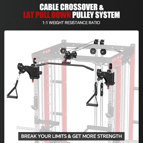 FAGUS Commercial Smithe Machine with 308lb Dual Weight Stacks, 4000LBS Power Cage Squat Rack with Lever Arm & Leg Press