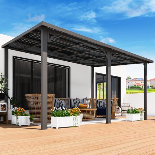 AECOJOY 10&rsquo; x 10&rsquo; Gazebo, Wall Mounted Gazebos Pergola on Clearance, Outdoor Patio Lean to Gazebo Awnings for Deck, Porch