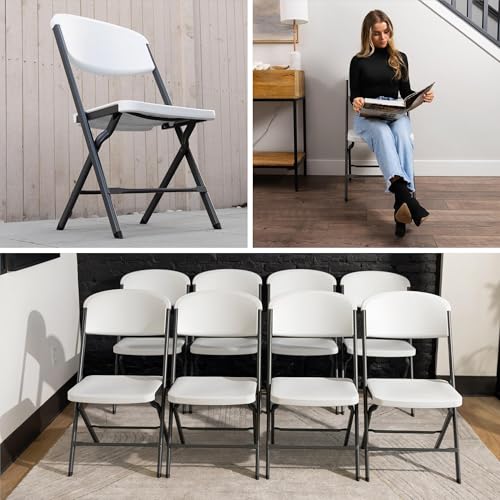 Lifetime Folding Chairs, Heavy Duty Foldable Chair Contoured for Comfort, 4-Pack