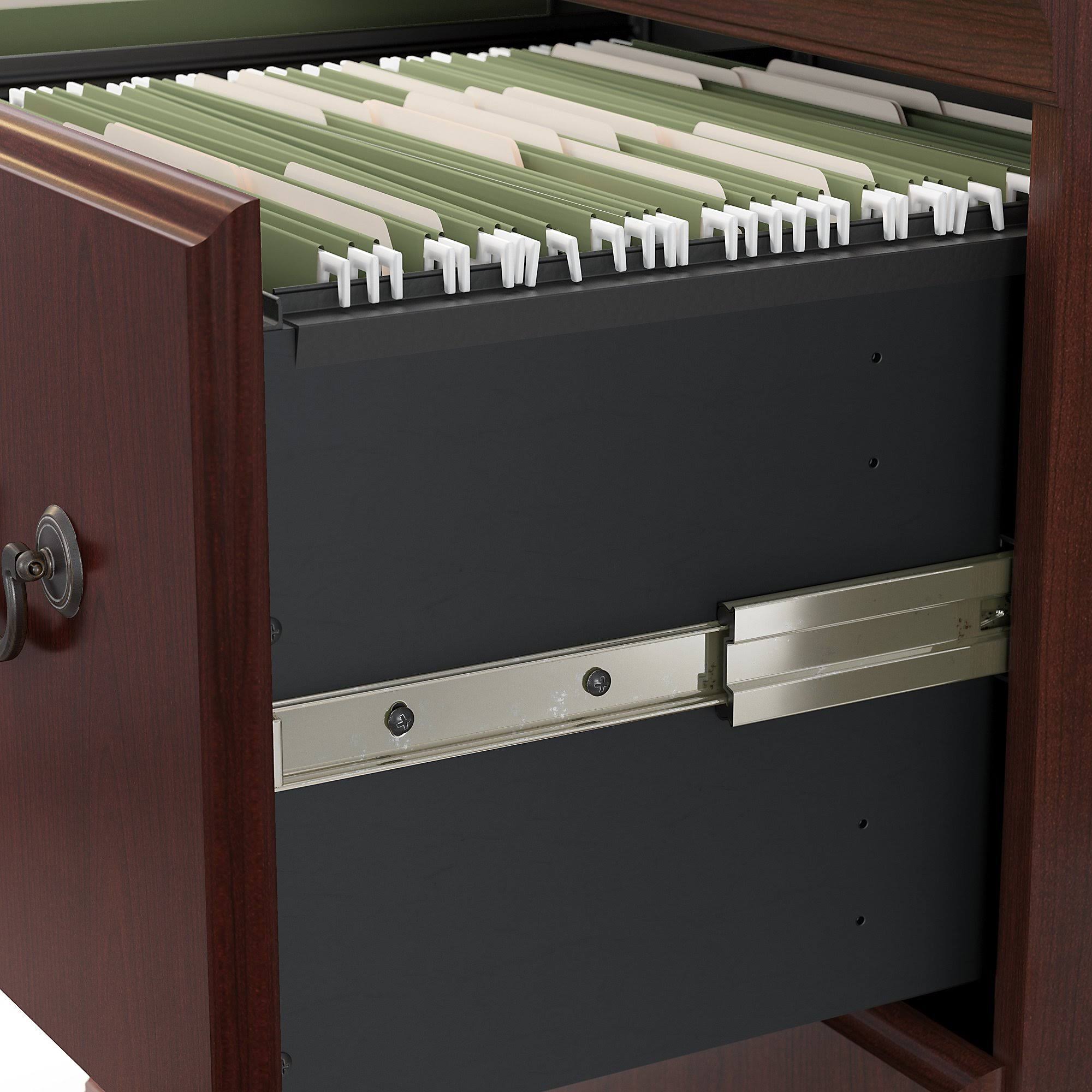 Bush Birmingham Lateral File Cabinet with Hutch in Harvest Cherry