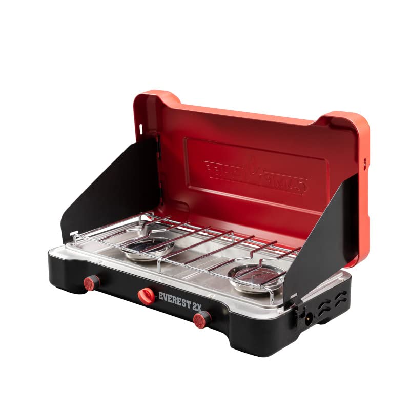 Camp Chef Mountain Series Everest 2X - High Output Two-Burner Camp Stove - Lid Doubles as Windscreen - Portable Cooking Stove - For Outdoor Cooking