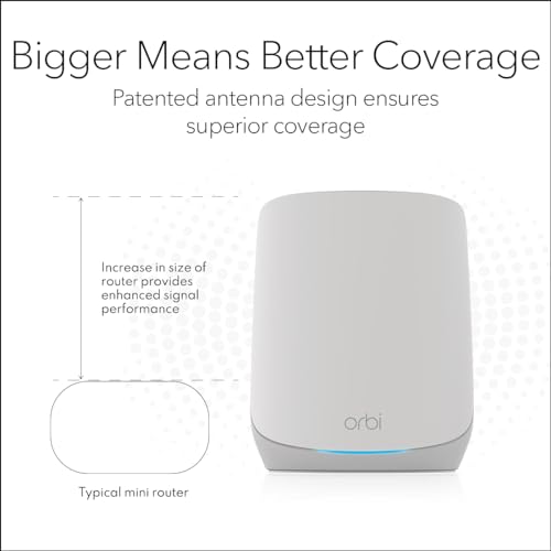 NETGEAR Orbi Whole Home Tri-Band WiFi 6 Mesh Network System (RBK663) &ndash; Router with 2 Satellite Extenders, Security Features, Coverage up to 6