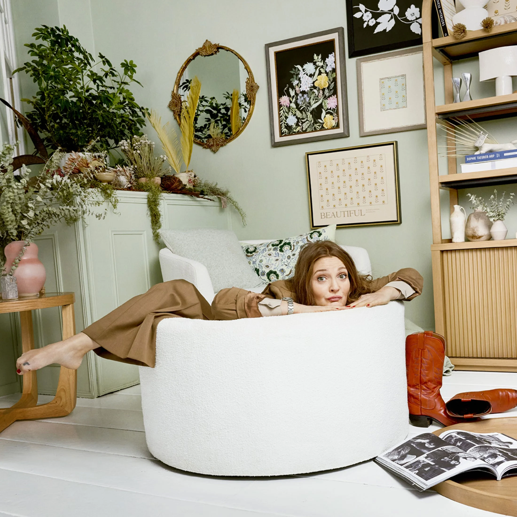 Beautiful Drew Stowaway Coffee Table with Storage by Drew Barrymore, Cream