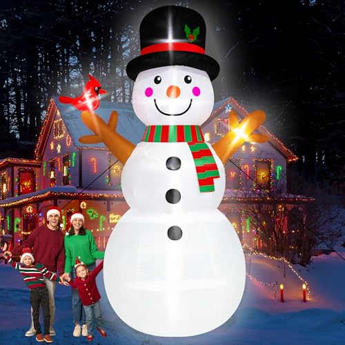 16FT Christmas Inflatable Snowman Outdoor Decorations, Giant Christmas Snowman, Holiday Blow Up Yard Decor with LED Lights