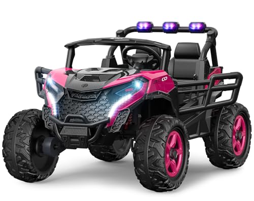 24V 2 Seater Ride on Car Truck, 4x200W, EVA Tires, 4WD/2WD, Rainbow Lights, Remote Control, Shock Absorbers, Bluetooth