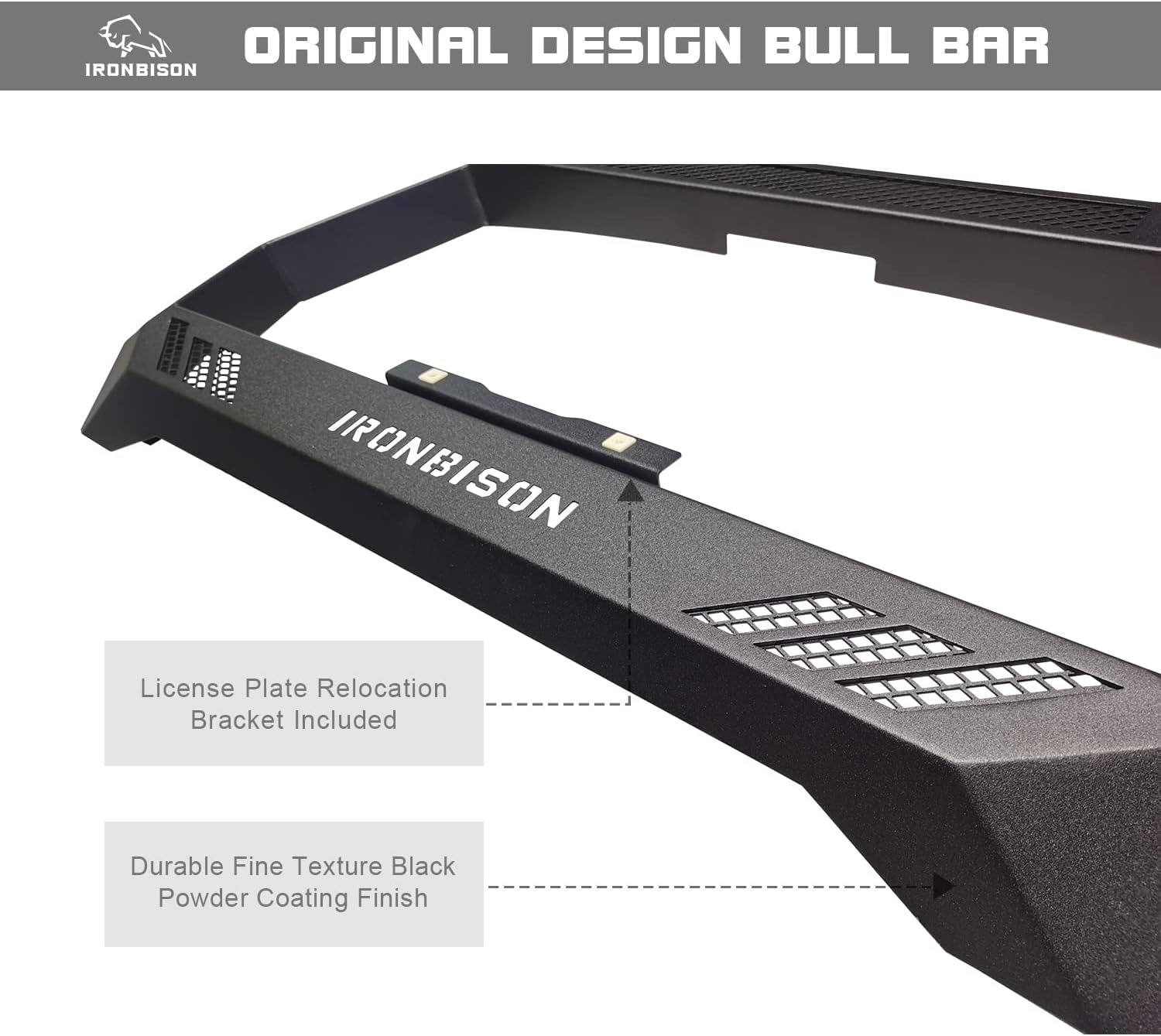 IRONBISON Barde Bull Bar Compatible with 2005-2022 Toyota Tacoma Pickup Truck Fine Textured Black Front Bumper Brush Grille Guard Compatible with 20”