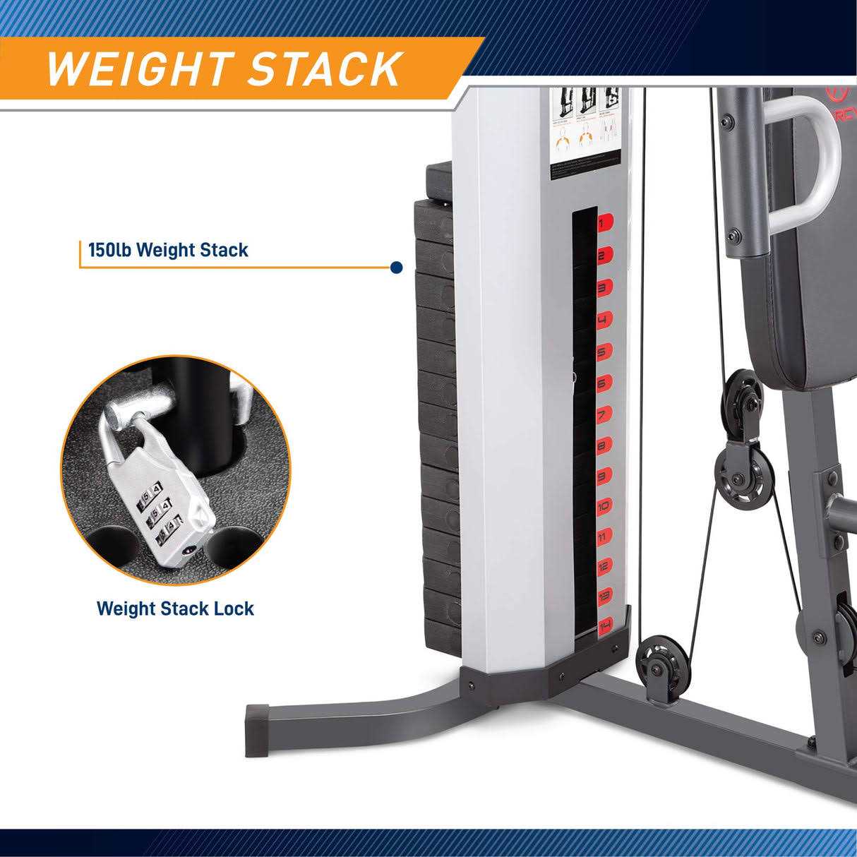 Marcy Mwm-988 Multifunction Steel Home Gym 150lb Weight Stack Machine - Sports Supplies Online Store