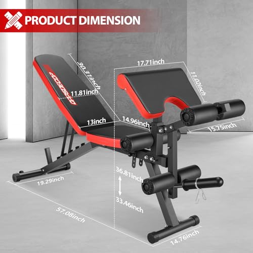 OPPSDECOR Adjustable Weight Bench with Leg Extension, Leg Curl - 800 LBS Heavy Duty Workout Bench for Home Gym - Preacher Curl, Flat, Incline