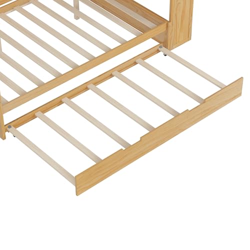 Bellemave Twin Corner Bed Frame with Storage Shelves and Desk, Wood Twin Size Daybed with Bookcase and Drawers and Storage, Gray