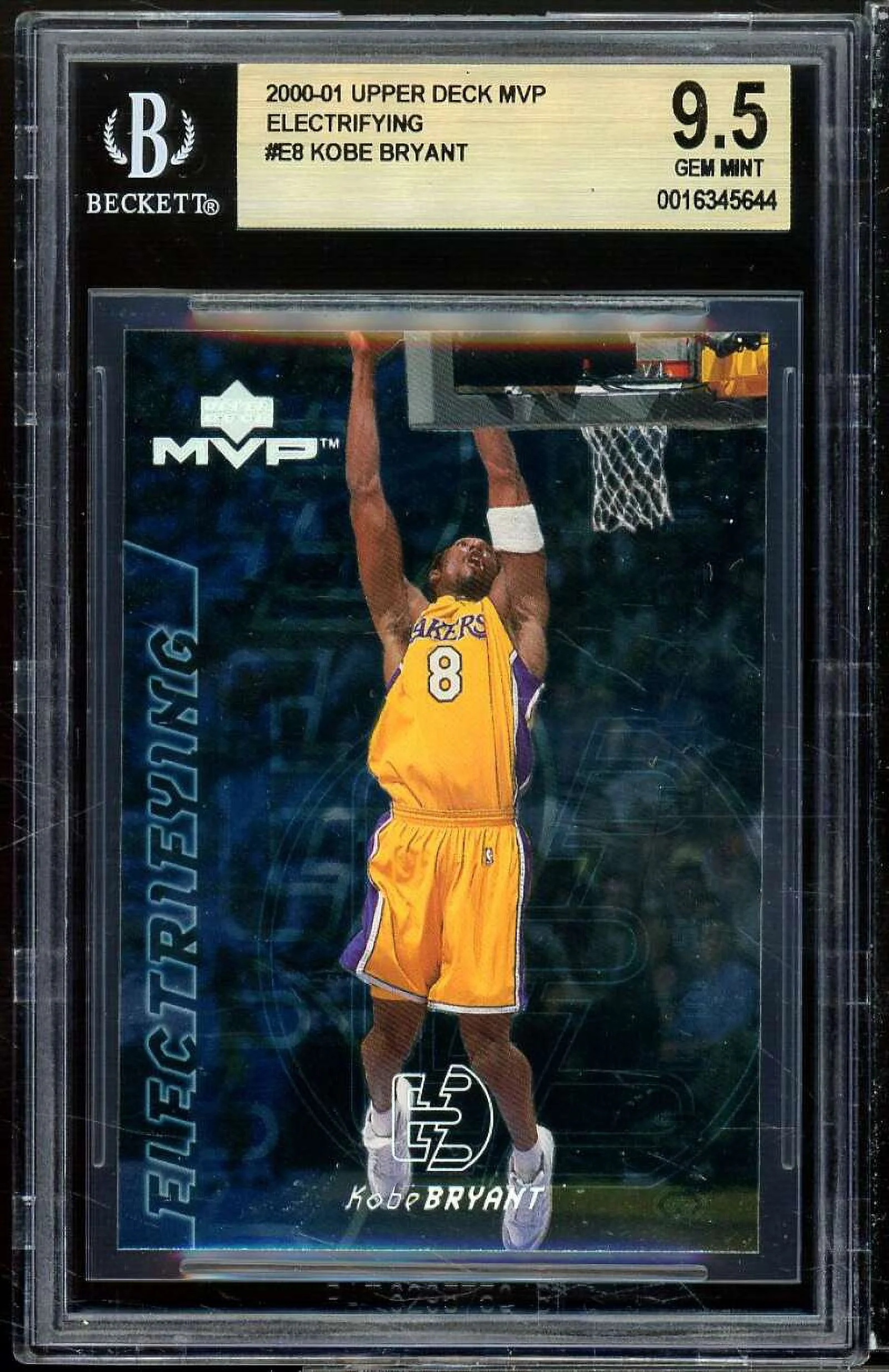 Kobe Bryant Card 2000-01 Upper Deck MVP Electrifying #e8 (pop 3) BGS 9.5