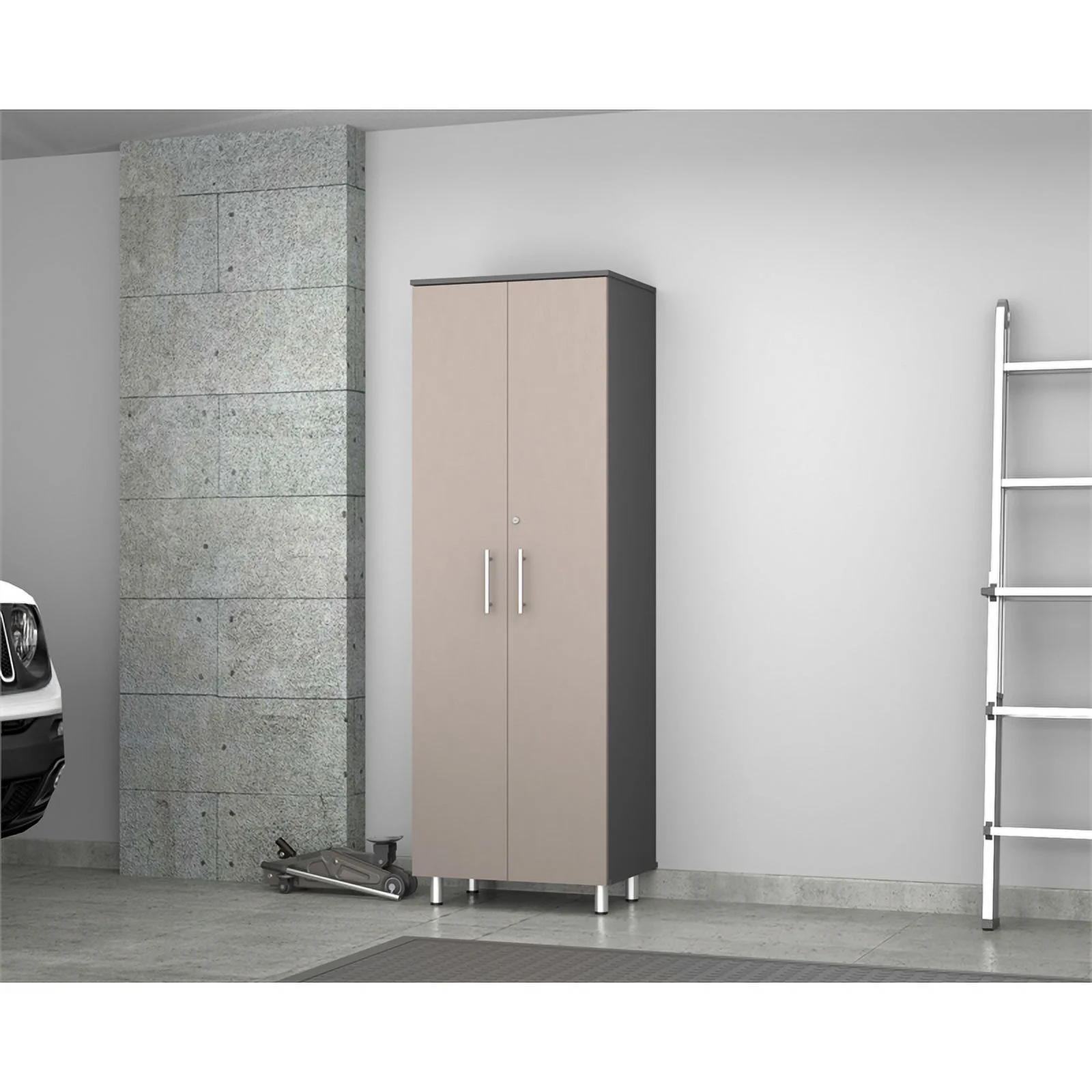 Pemberly Row 2-Door Engineered Wood Storage Garage Cabinet in Taupe