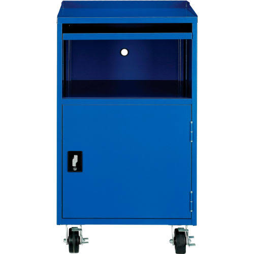 Global Industrial 694561 Mobile Computer Cabinet, Blue, 27 inchw x 24 inchd x 49-1/4 inchh