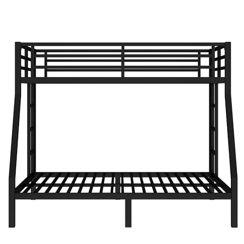 Heavy Duty Bunk Bed Frame with Ladder, Twin XL Over Twin XL Bunk Beds with Safety Guardrails, Adults Bunk Beds with Noise-Reducing Rubber Stoppers