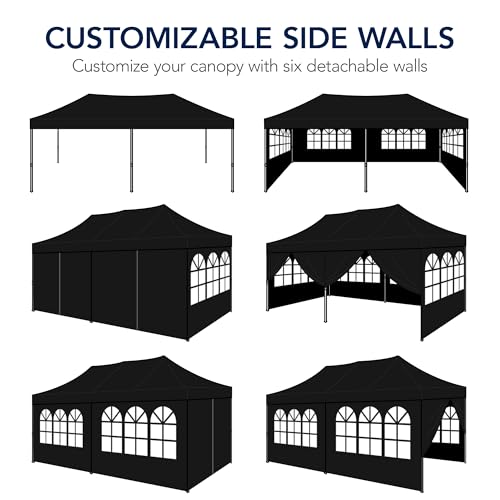 Best Choice Products 10x20 Party Tent, Heavy Duty Waterproof Large Outdoor Event Easy Pop Up Canopy Shelter w/Sidewalls, 1-Button Setup, Wheeled Case