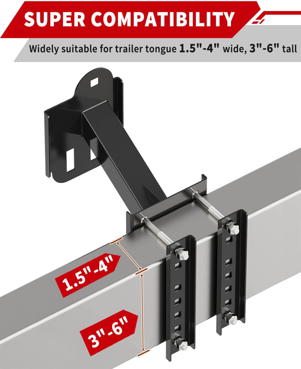 SPARKWHIZ Trailer Spare Tire Mount: 4 & 5 & 6 Lugs Spare Tire Carrier for Boat Trailer, Fits 4", 4.5", 4.75", 5" and 5.5" Bolt Patterns Tire