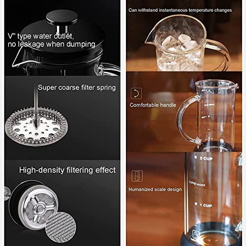coffee machines French Press Coffee Maker with Double Triple,Heat Resistant Borosilicate Glass,Stainless Steel Filter,for Home And Office