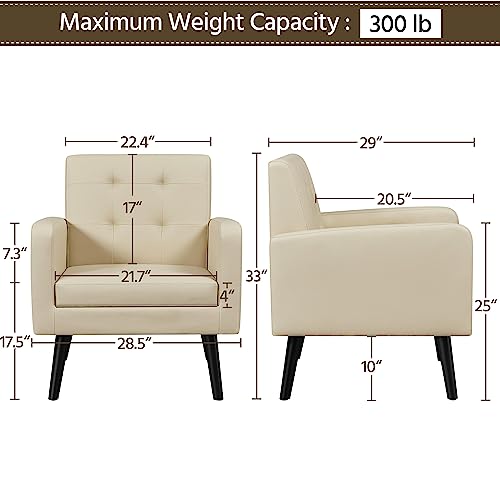 Yaheetech Mid-Century Accent Chairs, PU Leather Modern Upholstered Living Room Chair
