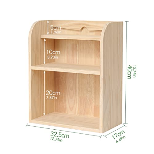 Storage Shelves Desktop Bookshelf Small Storage Rack Simple Desk Rack Wood Double-Layer Storage Rack for Book and Magazine File Storage and Storage