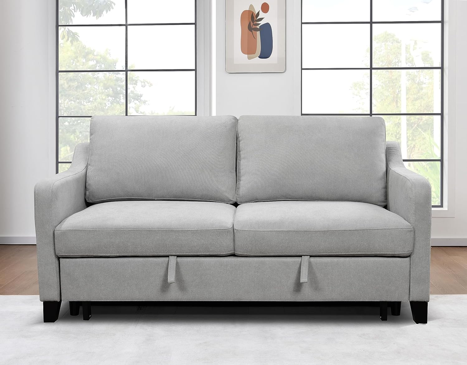 69" 3 in 1 Convertible Queen Sleeper Sofa Bed, Modern Fabric Loveseat Futon Sofa Couch w/Pullout Bed