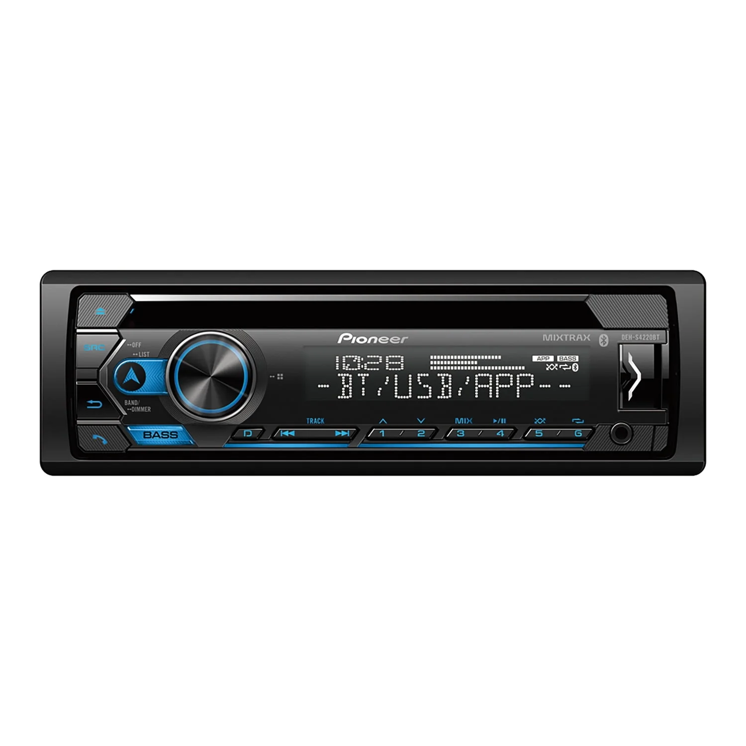 Pioneer DEH-S4220BT CD Car Stereo Head Unit, Single-DIN, LCD with Smart Sync Compatibility, DEH-S4220BT