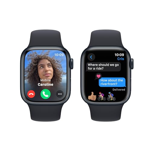 Apple Watch Series 9 [GPS 45mm] Midnight Aluminum Case with Midnight Sport Band, S/M (Renewed) - Radiant Selections
