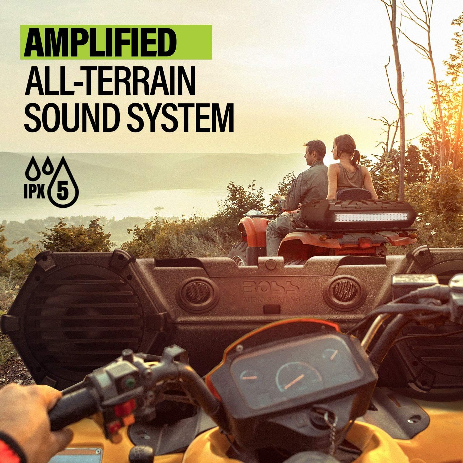 BOSS Audio Systems ATVB95LED UTV ATV Speakers - Weatherproof, ATV Soundbar, 8 Inch Speakers, 1.5 Inch Tweeters, Amplified