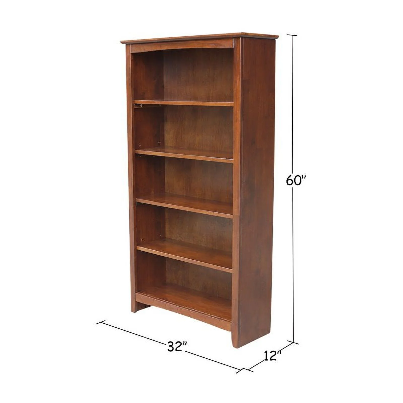 International Concepts Solid Wood Shaker Bookcase, 60 in H