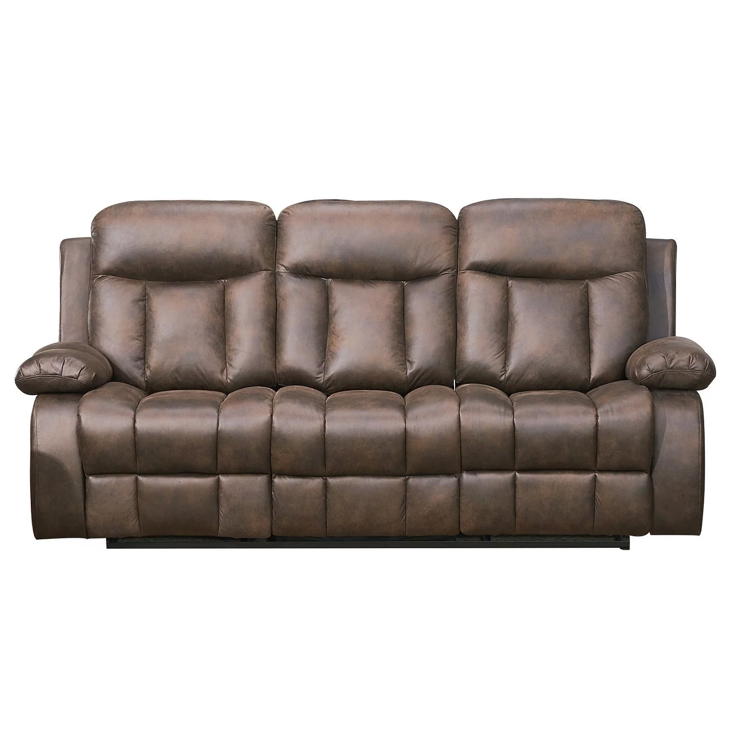 Vanity Art Brown Microfiber 3-Seat Manual Reclining Sofa for Living Room Dining Room Recliner Sofa Set